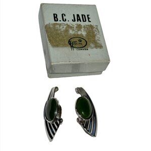 Jade Earrings - BC Canadian Jade Clip On - Pan Pacific Modernist